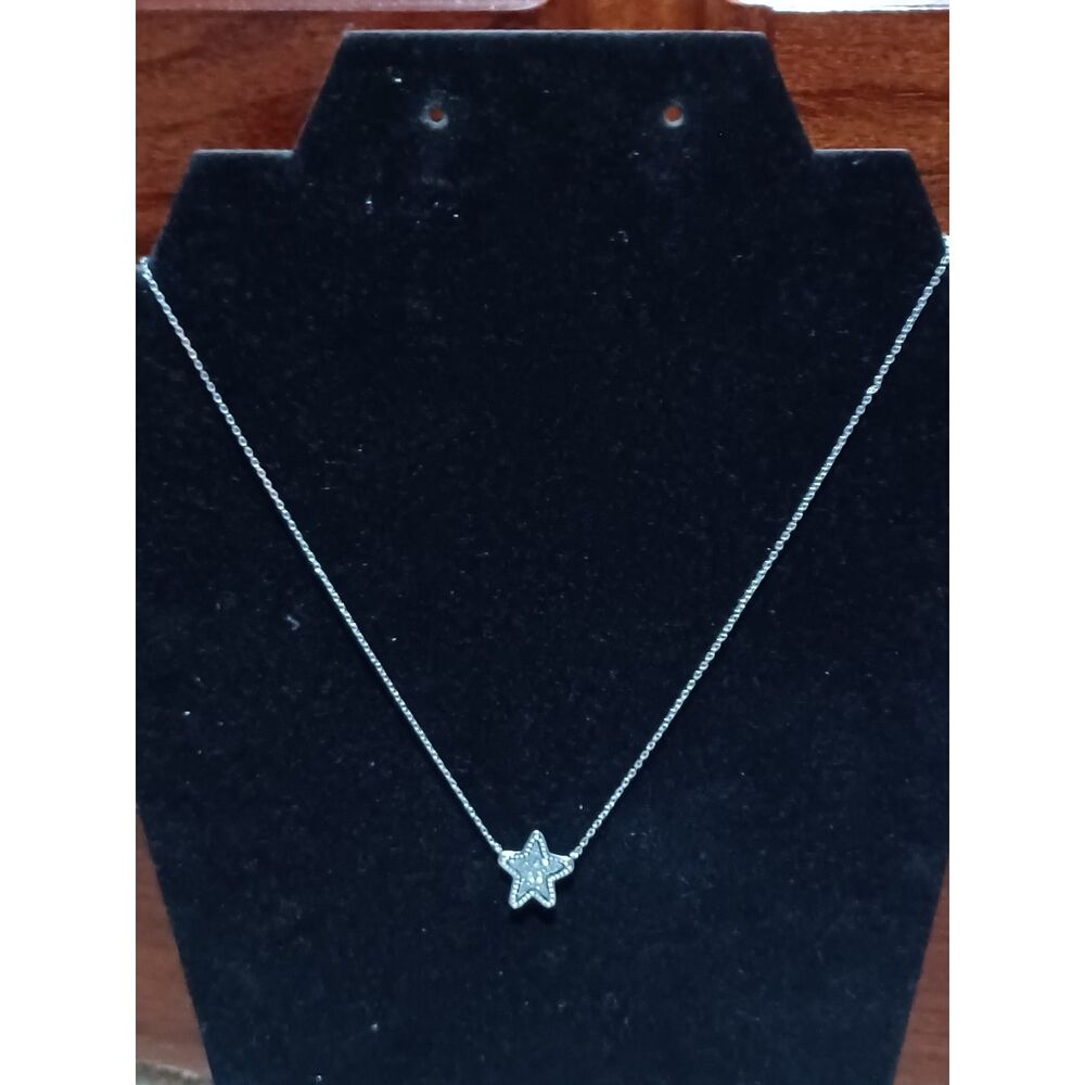KENDRA SCOTT Jae Star Silver Pendant Necklace in Platinum Drusy, 16"